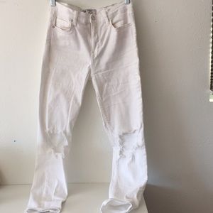 Free People ripped cropped white jeans